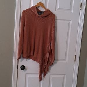 Mocha brown fringe sweater